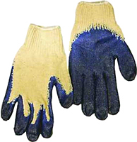 Heavy Cotton Glove With Blue Plastic Dipped 24.5CM Bulk 10 Pair