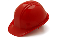 Pyramex 4 Point Hardhat with Ratchet Suspension- Red
